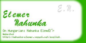 elemer mahunka business card